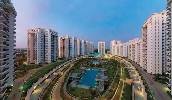 Prestige Group residential projects in Bangalore High-rise residential community with a landscaped podium and pool in Bangalore